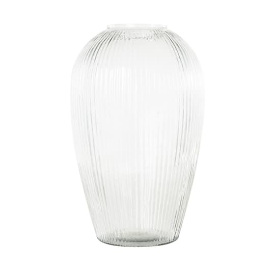 14" Clear Ribbed Glass Vase